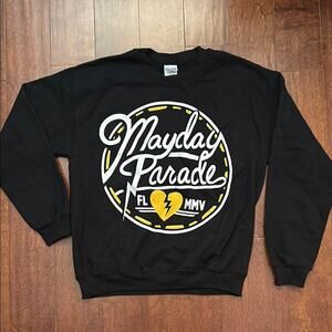 Mayday Parade Black Crewneck Sweatshirt, White and Yellow Graphic, Size XL, NWOT